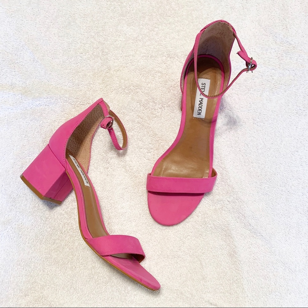 Steve Madden Pink Ankle Strap Block Heels